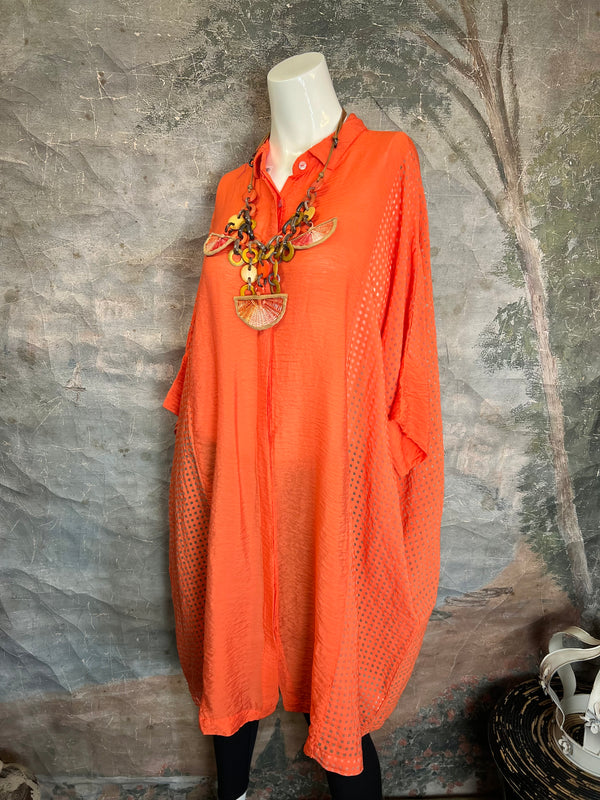 6513 O'Size Kimono Tunic/Dress-Tabasco
