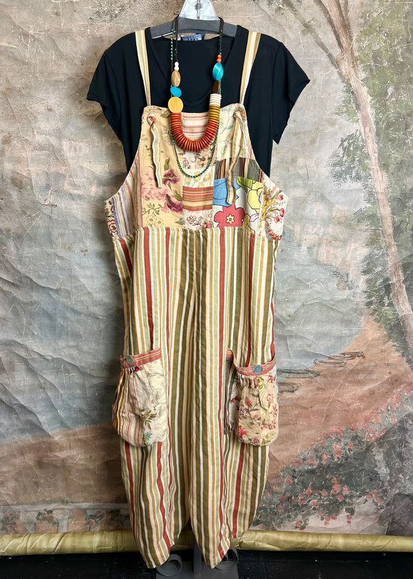 5561 OOAK Patch Linen Overalls-The Esther