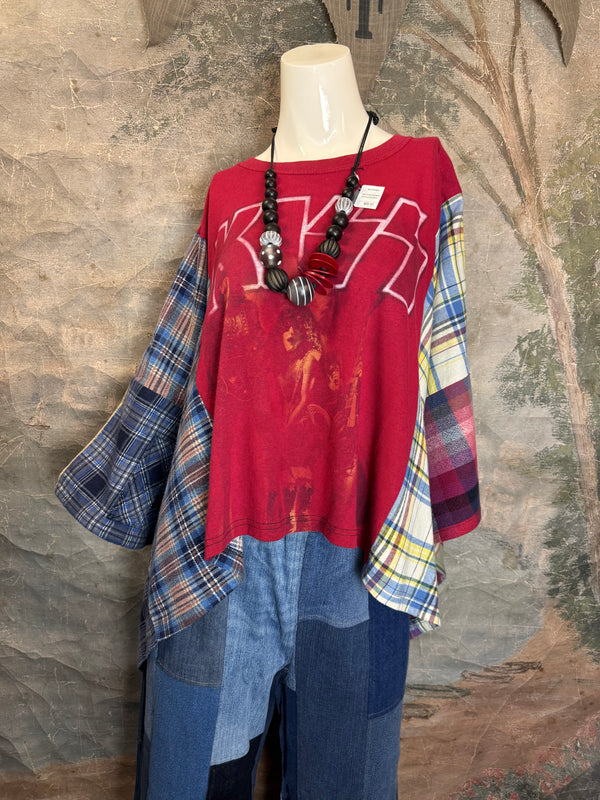 5576 Flannel Band Tee Topper-D