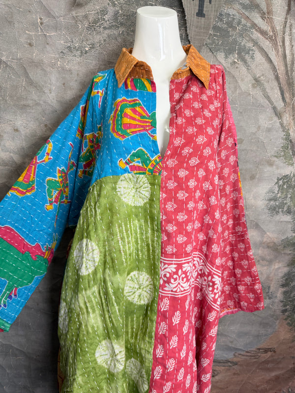 1013w Long Kurta Shirt Dress-Susan