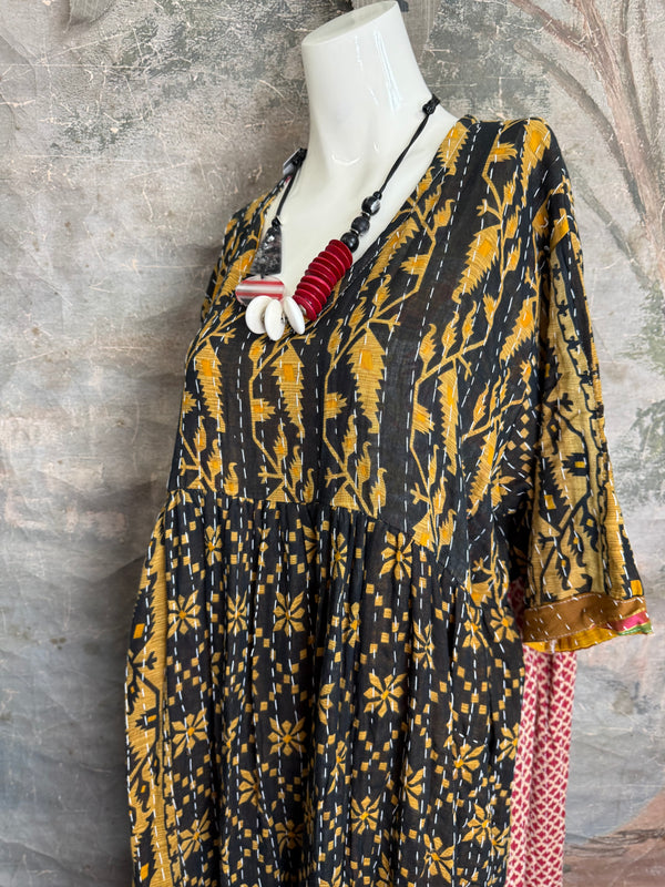 1027w Kantha Arts Tiered Dress-Mix 3