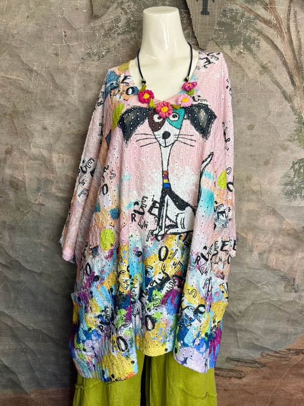 T1196 Vneck Dolman High-low Top-Piper