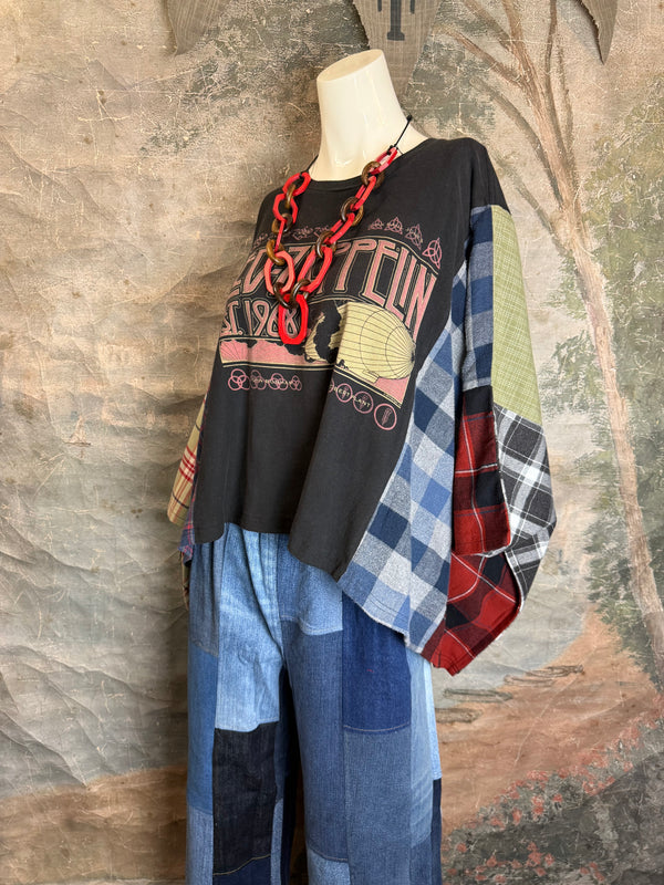 5576 Flannel Band Tee Topper-A