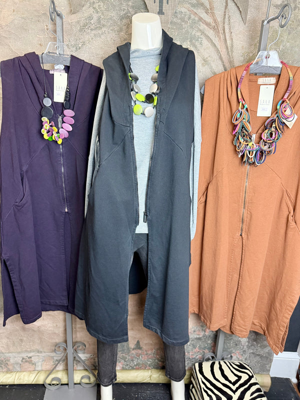 2626AU Zip Hoodie Vest-Black