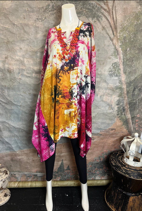 7063V Block Dyed Justly Top-PINK MIX
