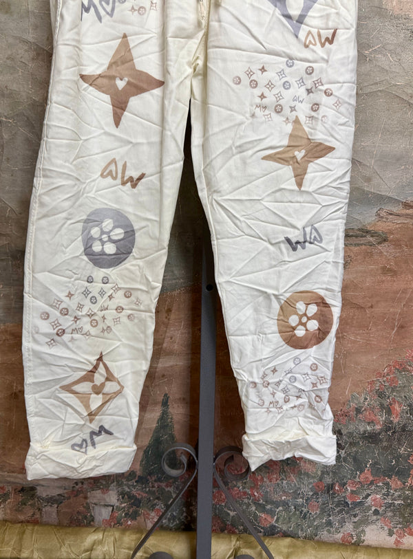 0A910 Pull On Stretch Pants-Lucky Star