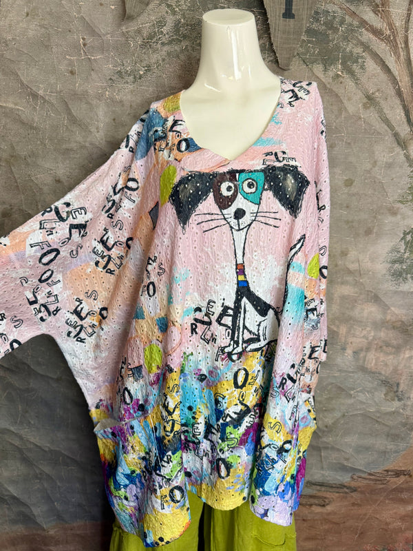 T1196 Vneck Dolman High-low Top-Piper