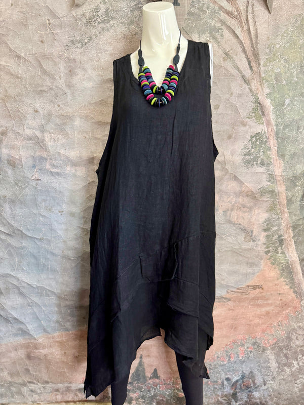 751 Artistry Layered Tank Dress-Black