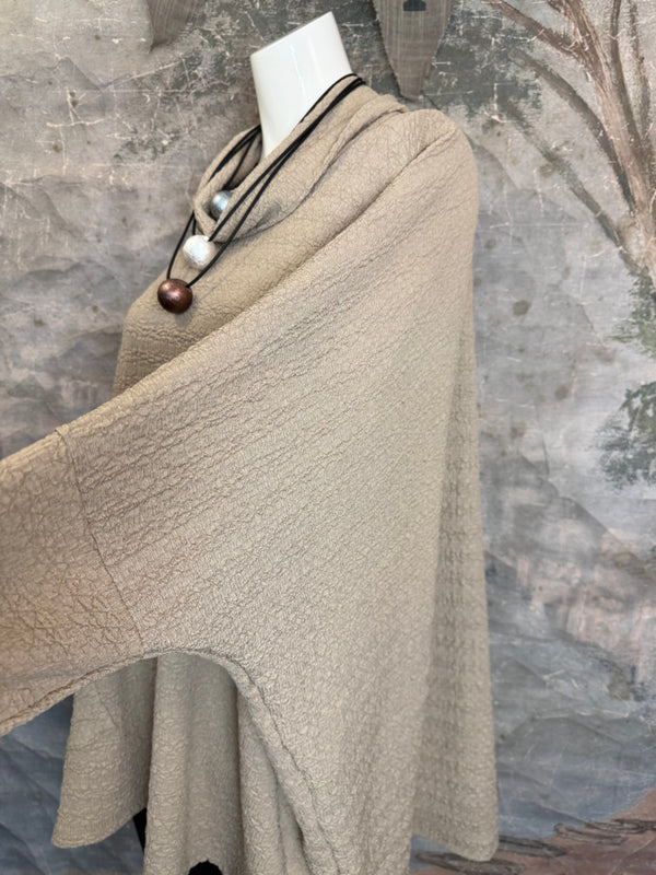 T1076 Waffle Knit Pullover-Mocha