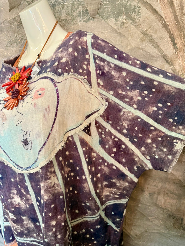 782 High Low Linen Tunic Top-NAVY/MOON