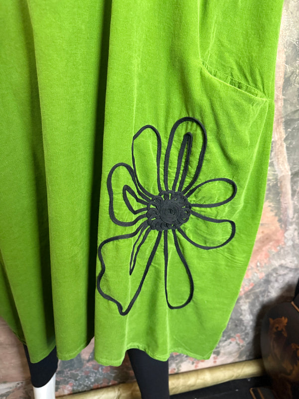 90847 Corduroy Sunflower Dress-Kiwi