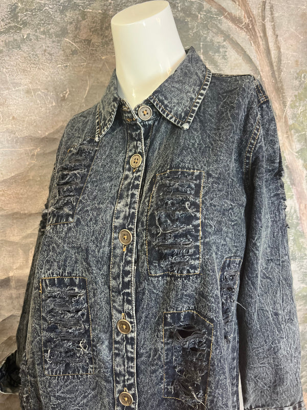 PL413 Distressed Denim Shirt