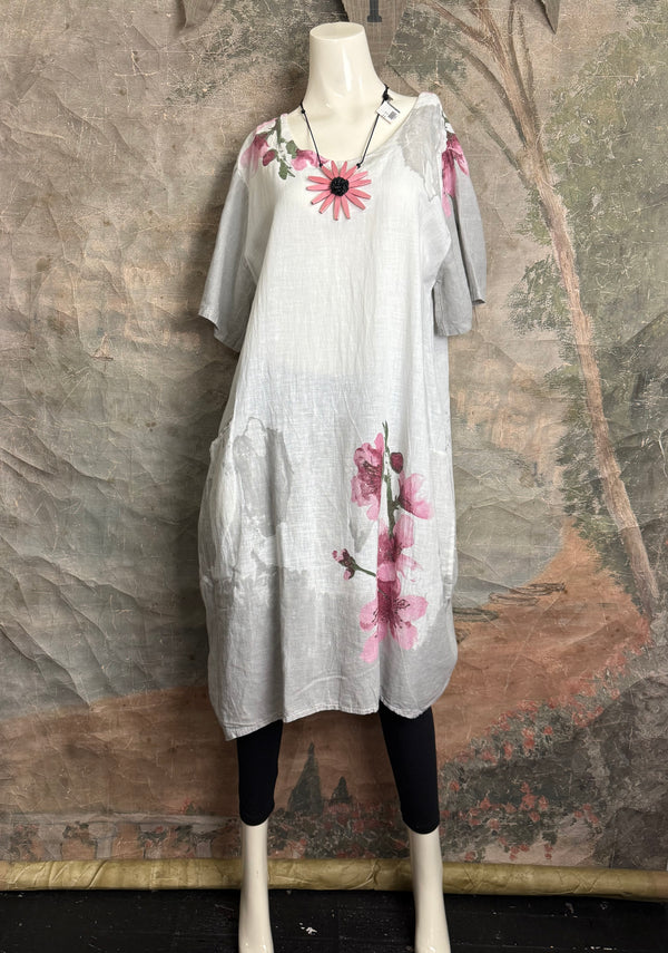 90847B Painters Garden Dress-White