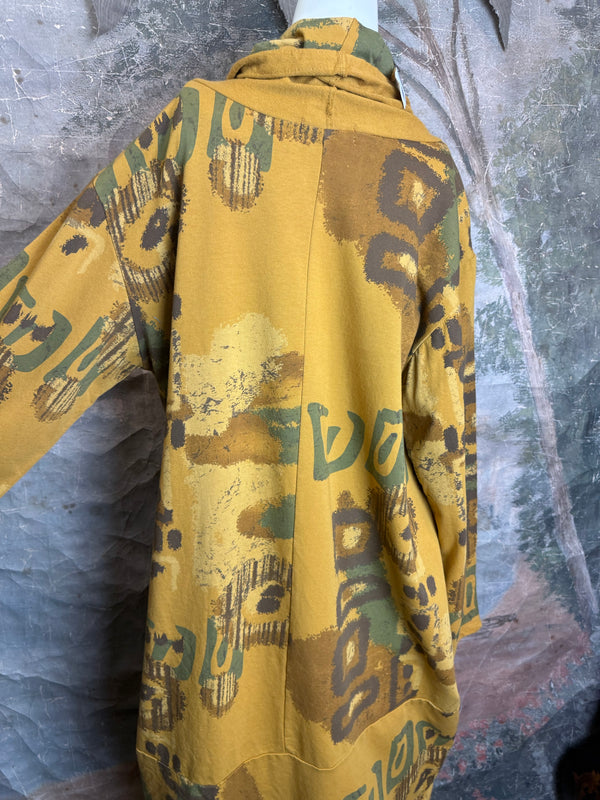 91968 Abstract Sweatshirt Dress-Mustard
