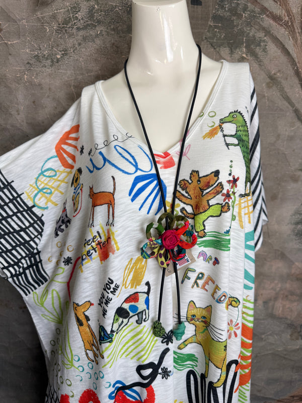 T1640K Vneck Dolman Top-Freedom Park