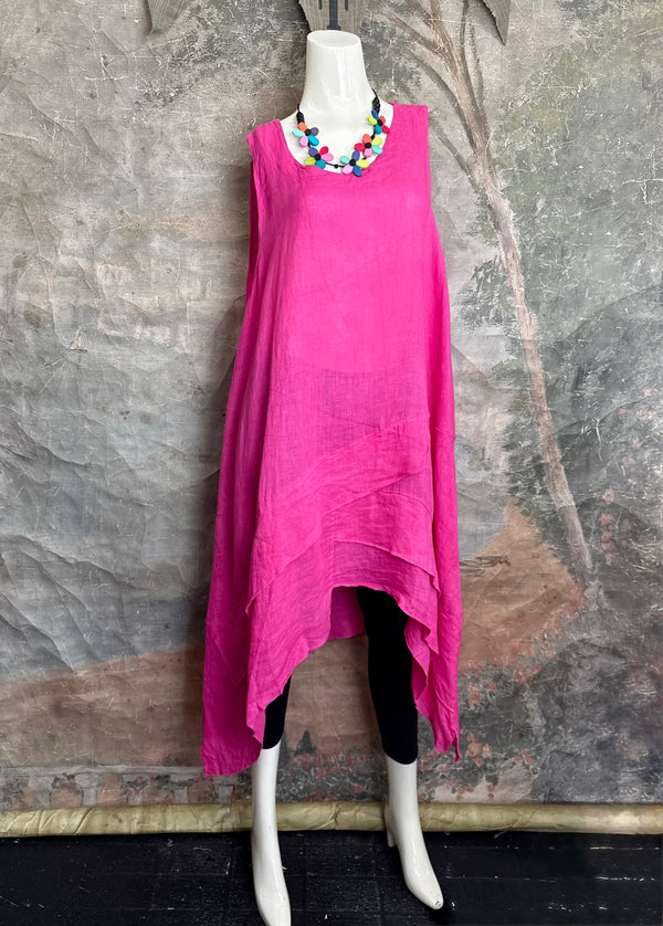 751 Artistry Layered Tank Dress-Fuchsia