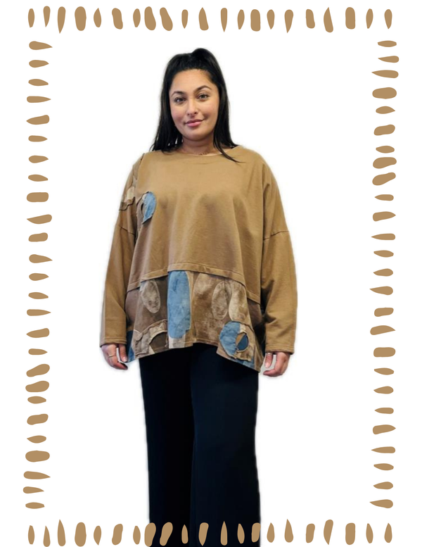 91865 Artsy Patch Pullover-Camel