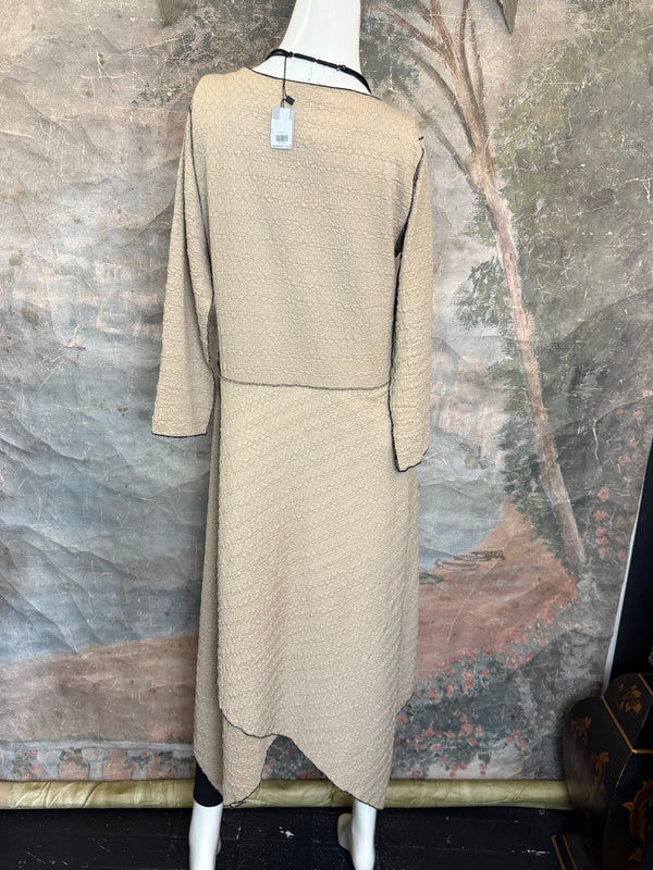 D523 Waffle Knit Sharkbite Dress-Mocha