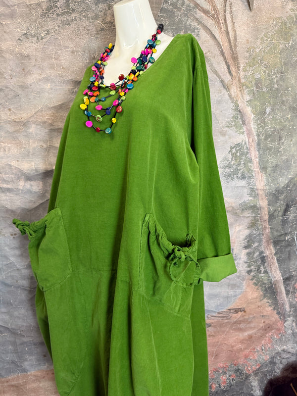 92003 Corduroy Pocket Dress-Kiwi