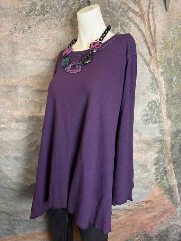 1050-88 Cotton Knit Angel Tee-Eggplant