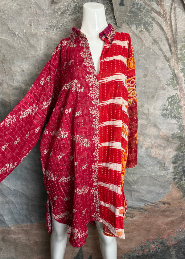 1013w Long Kurta Shirt Dress-Hazel