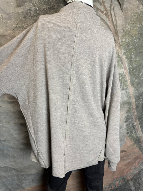 25690 Knit Mock Neck Top-Khaki