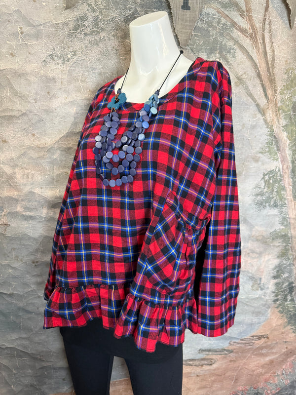 5430 Plaid Ruffle Top