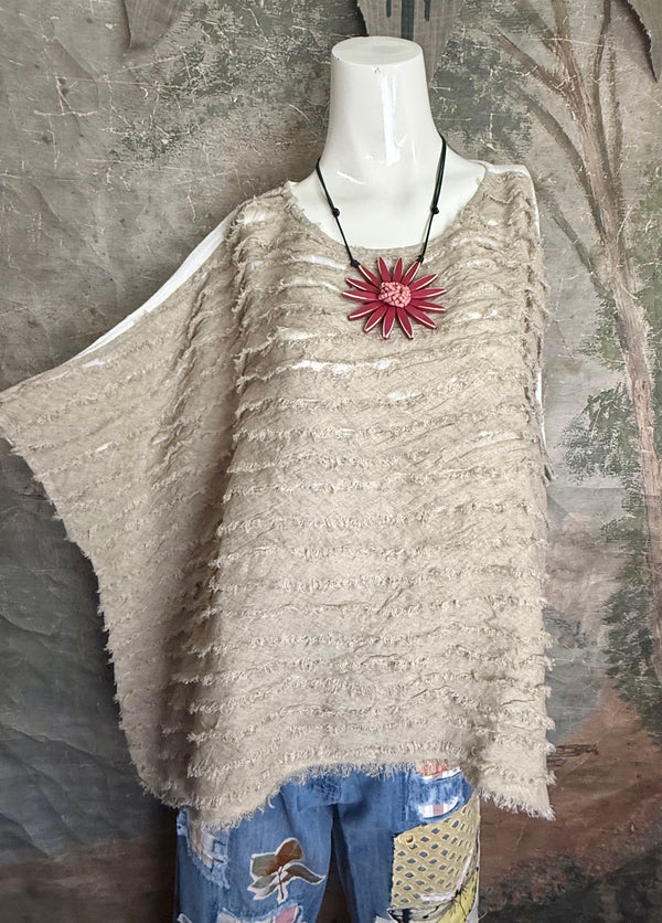 PL-613 Shaggy Linen 2way Top