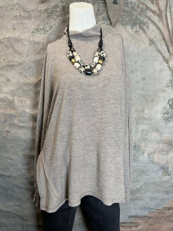 25690 Knit Mock Neck Top-Khaki