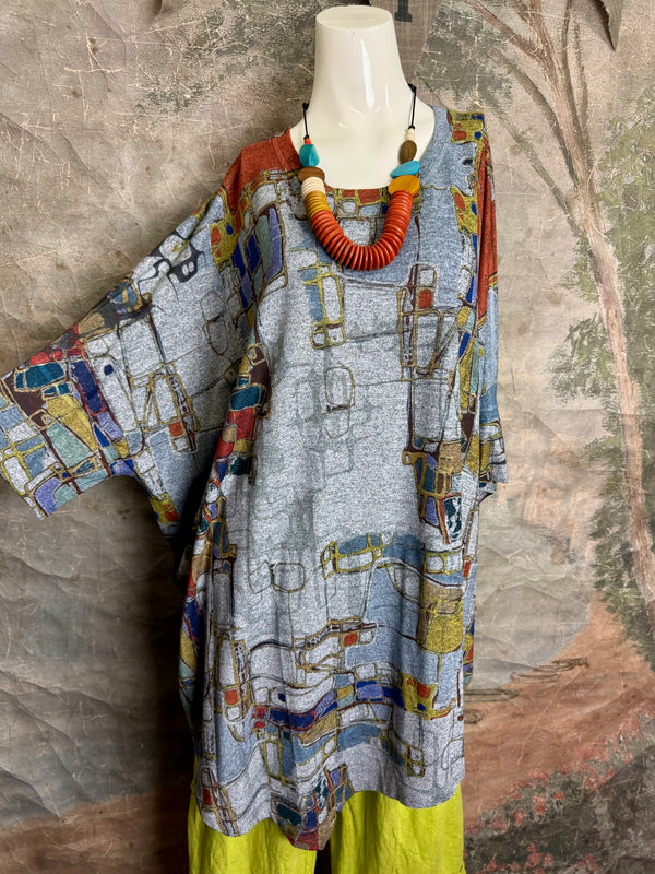 T721T Oversized Dolman Slv Top-Mapped In Color