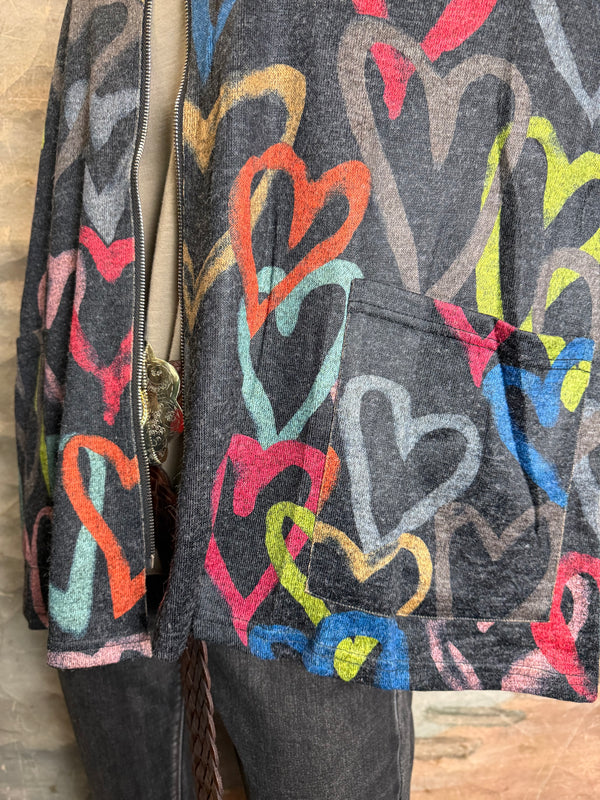 25842 Whimsy Chic Hearts Zipup Jacket