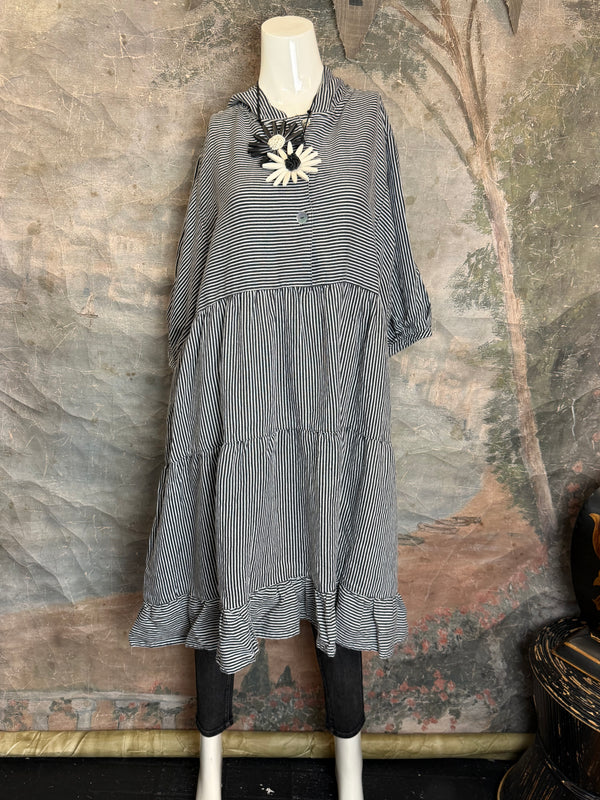 5569 Judy Hoodie Short Dress-Black/White