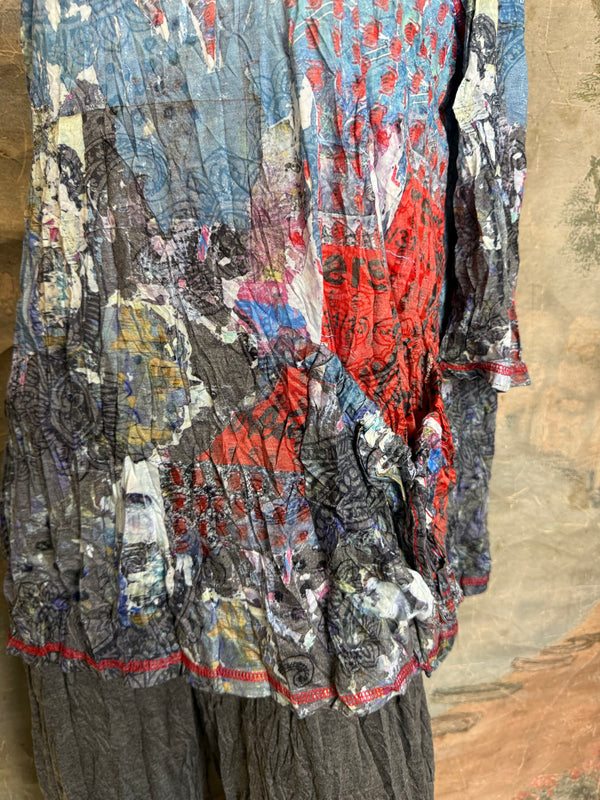 25615 Crinkle One Pocket Top-Multi