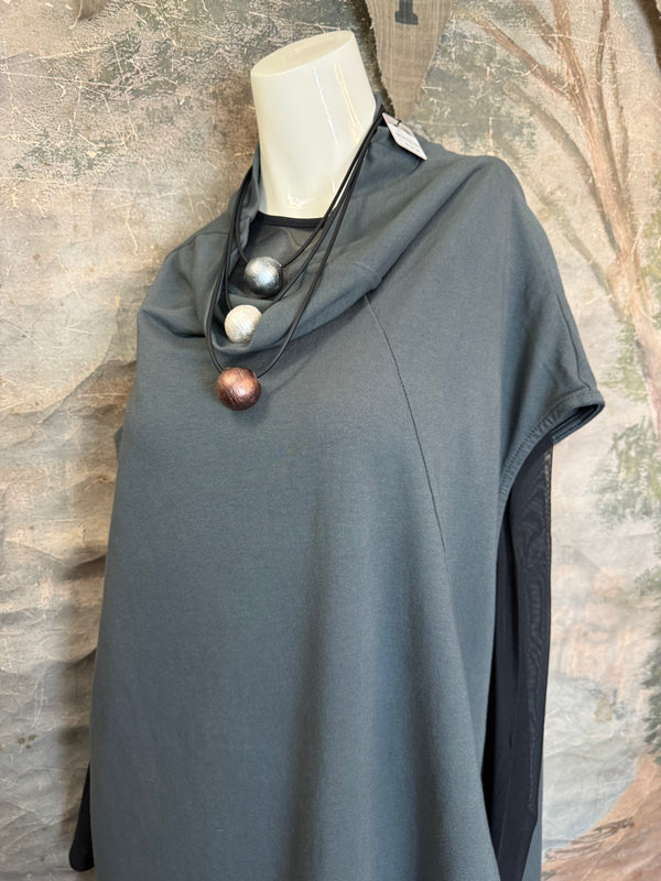 92009 Cocoon Sweatshirt Dress-Charcoal