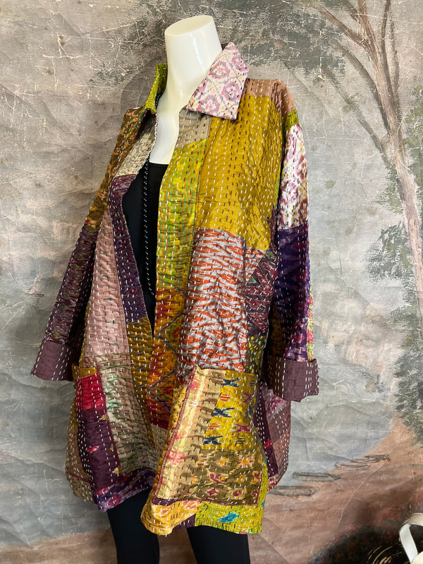 5683J Kantha/Vintage Kimono JKT-Plumy Mix