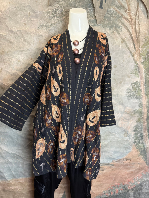 ANU 19828 Embroidered Duster JKT-Fudge