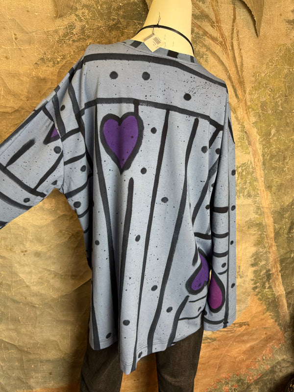 PA1807 Thea L/Slv PopArt Top-DENIM BLUE