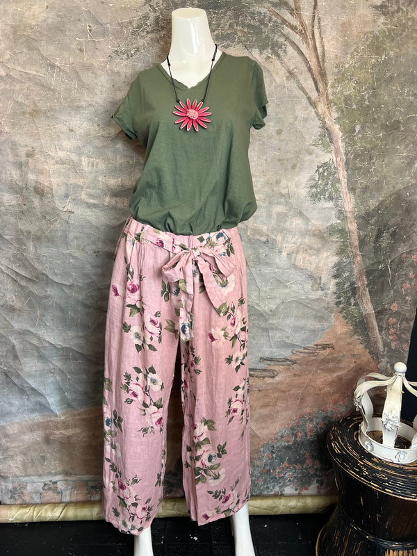 5202 Eva Floral Pant-Pink