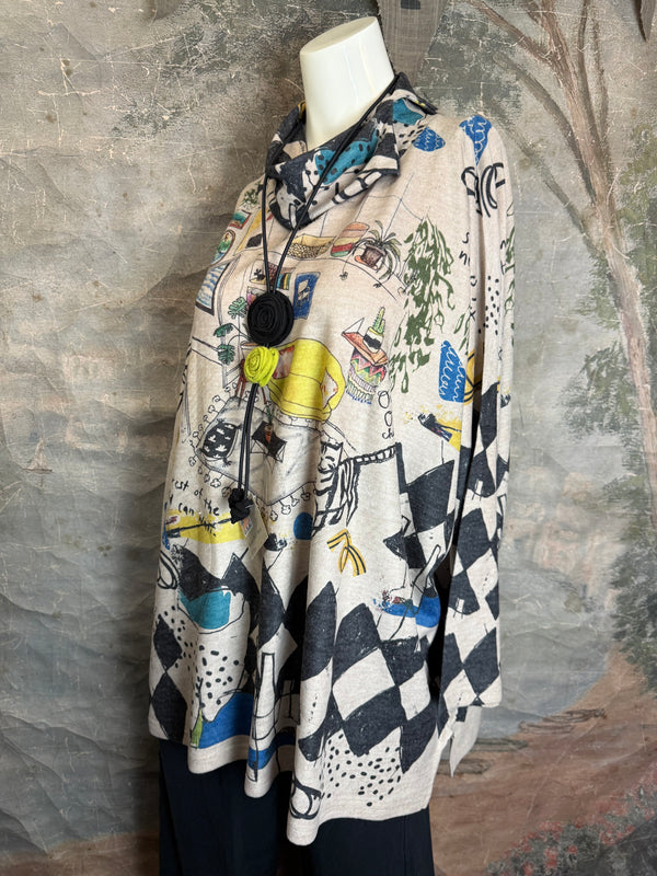 T1097 Cowlneck Dolman Slv Top