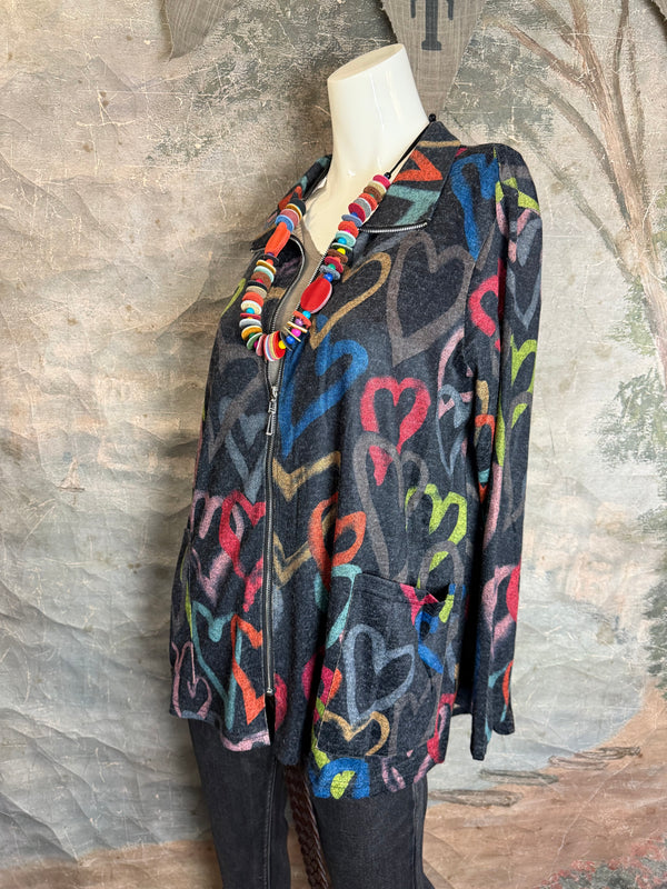 25842 Whimsy Chic Hearts Zipup Jacket