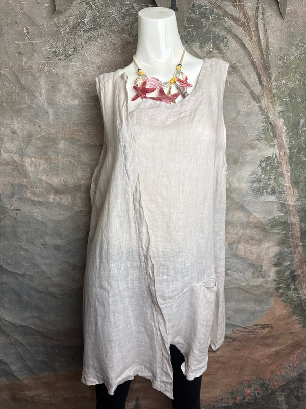 91755 Uneven Tank Top-Beige