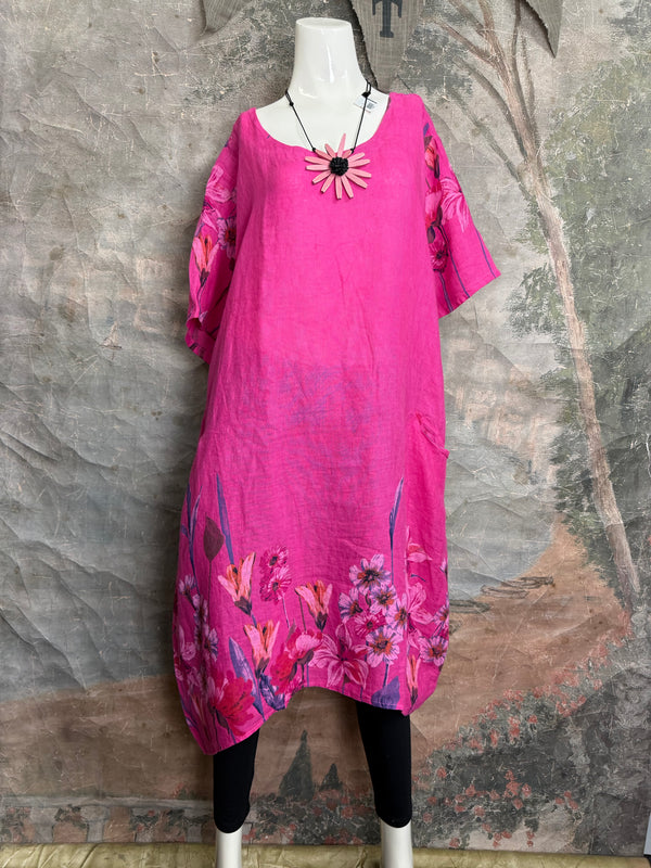 90847G Garden Tea Party Dress-Fuchsia