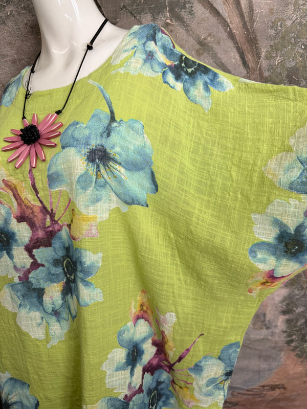 91266A Art to Wear Flower Shirt-Lime