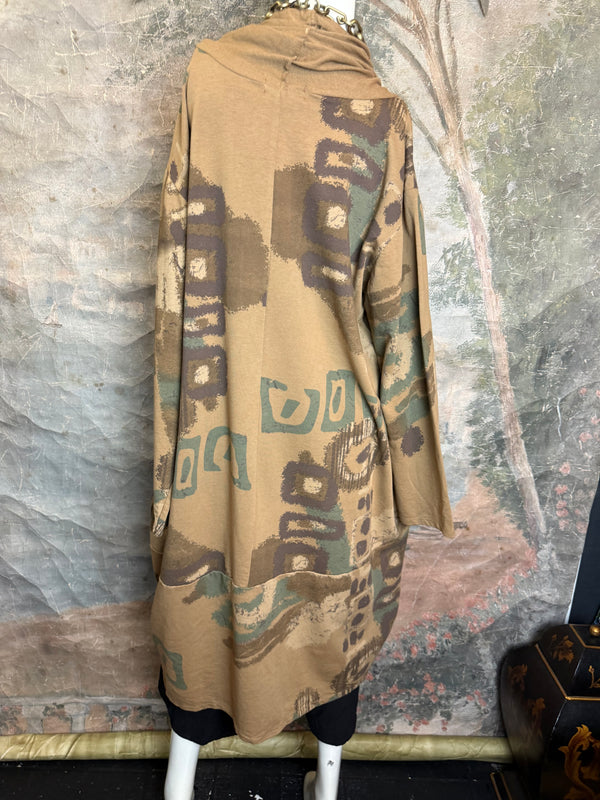 91968 Abstract Sweatshirt Dress-Camel