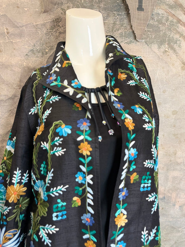 ANU 19969 Silk Embroidered Jacket-Lapis