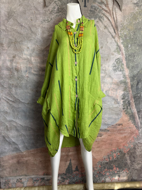 91750S Stripe Big Shirt-KIWI