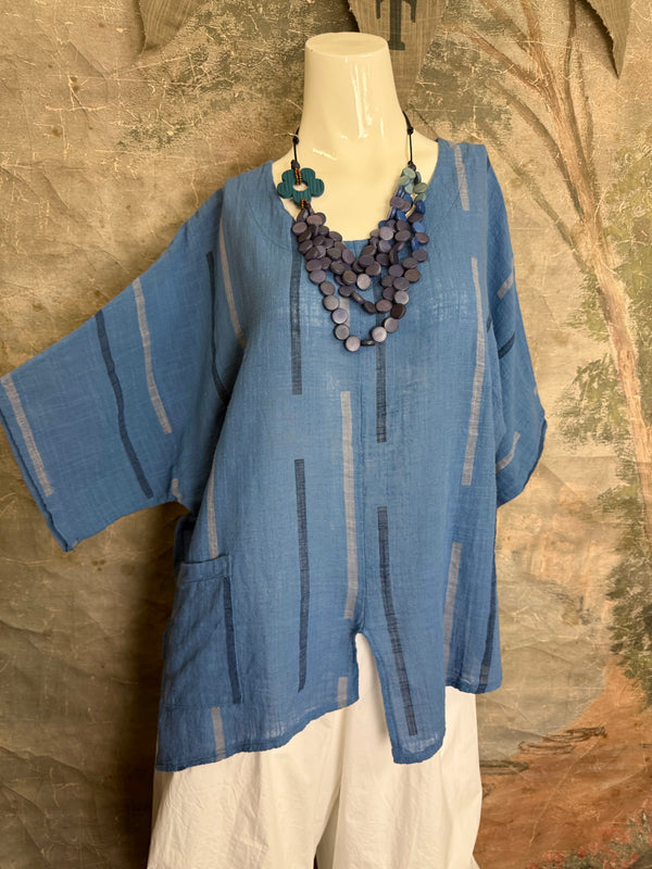 6653S Stripe Top-Blue