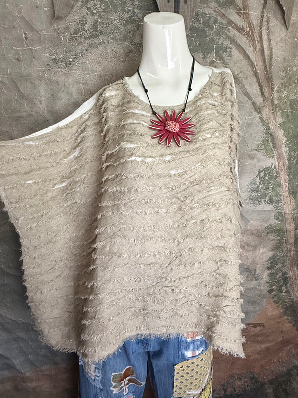 PL-613 Shaggy Linen 2way Top