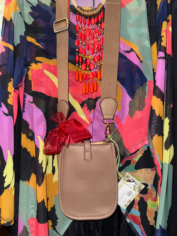 0003A Pebbled Vegan MINI Leather Crossbody Bag-Saddle