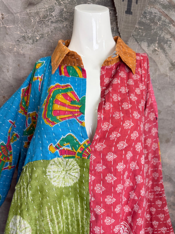 1013w Long Kurta Shirt Dress-Susan